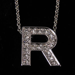 NWT silver Initial necklace crystal R,   NYCON19-R